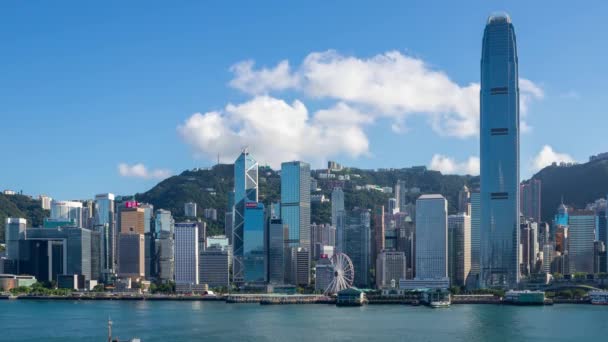 Hongkong Kina Juli 2018 Victoria Harbour Och Hong Kong Island — Stockvideo