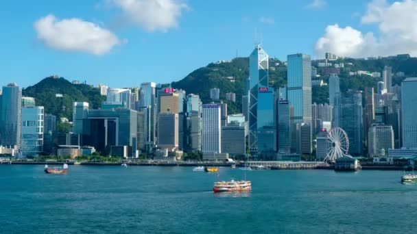 Hongkong Kina Juli 2018 Victoria Harbour Och Hong Kong Island — Stockvideo