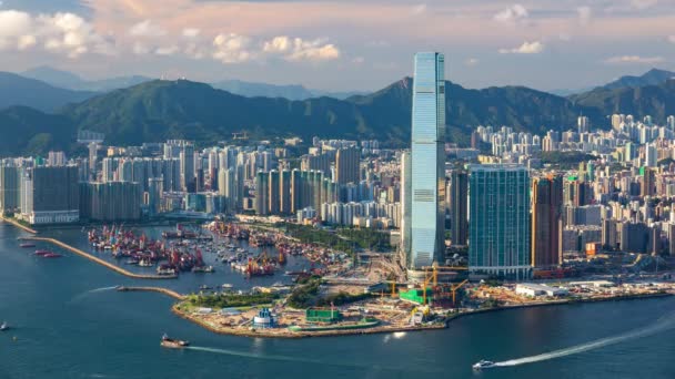 Belo Pôr Sol West Kowloon Hong Kong Time Lapse — Vídeo de Stock