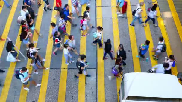 Zaneprázdněn Přechod Pro Chodce Hong Kongu Časová Prodleva — Stock video