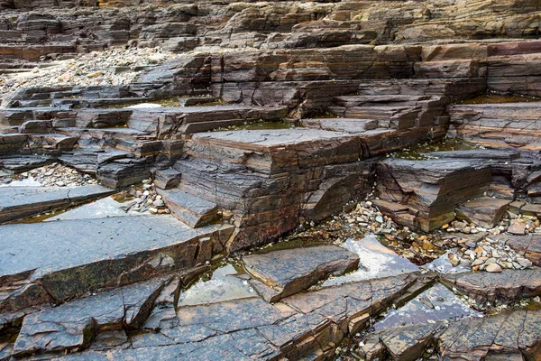 Geopark layers of sedimentary rock, in Tung Ping Chau, Hong Kong