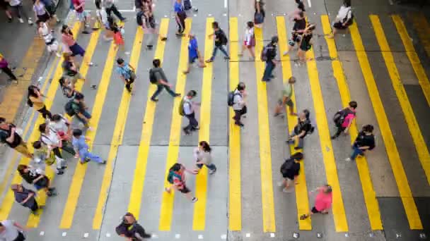Hong Kong のスクランブル交差点歩行者 — ストック動画