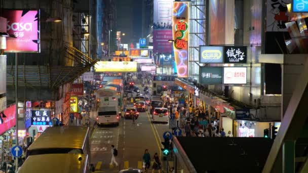 Hong Kong Augusti 2018 Kowloon Mest Neon Belyst Plats Världen — Stockvideo