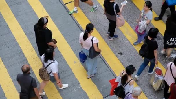 Hong Kong Srpna 2018 Zaneprázdněn Přechod Pro Chodce Mong Kok — Stock video