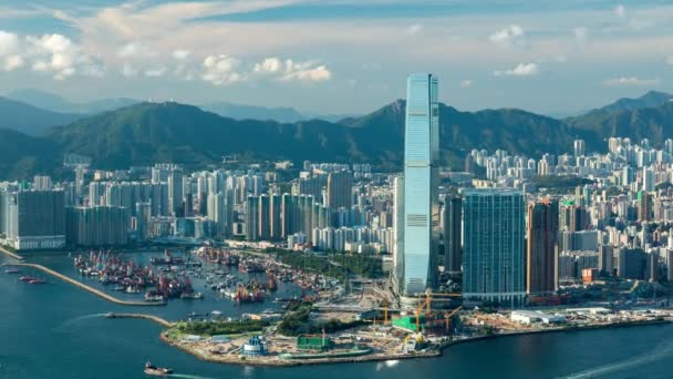 Beautifubeautiful Δυτικό Kowloon Ορίζοντα Στο Χονγκ Κονγκ Skyline Hpyerlapsel Δυτικό — Αρχείο Βίντεο