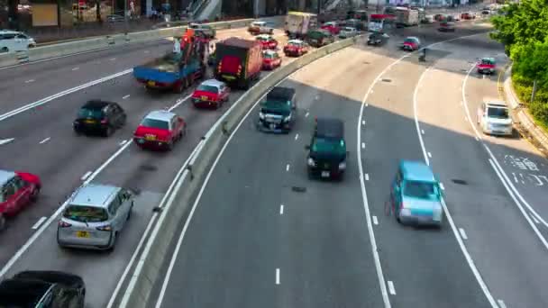 Trafic Sur Autoroute Voies Multiples Avec Flou Mouvement Timelapse — Video