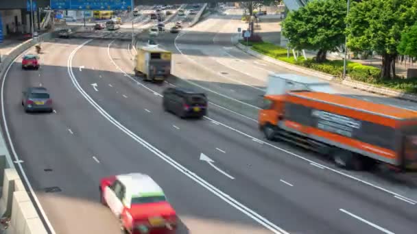 Tráfego Rodovia Pista Múltipla Com Borrão Movimento Timelapse — Vídeo de Stock