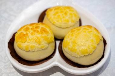 Ananas bun mangalda domuz ile önceden doldurulmuş, domuz pasta, (char siew sou mangalda)