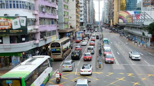 Hong Kong Października 2018 Zajęty Ulicy Dzielnicy Mongkok Hong Kongu — Wideo stockowe