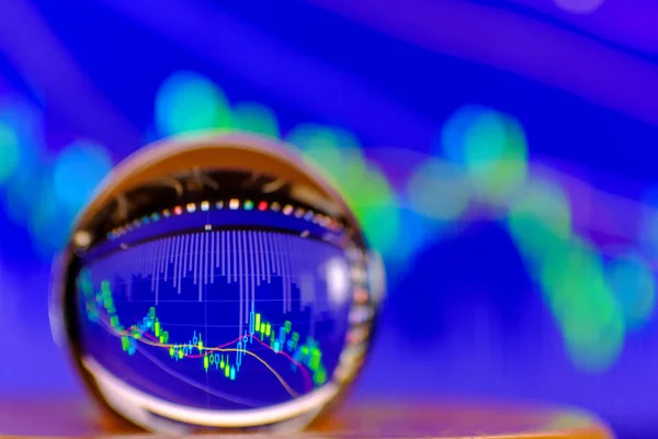 Crystal Ball Background Stock Market Chart Exchange Trading — Stock Photo, Image