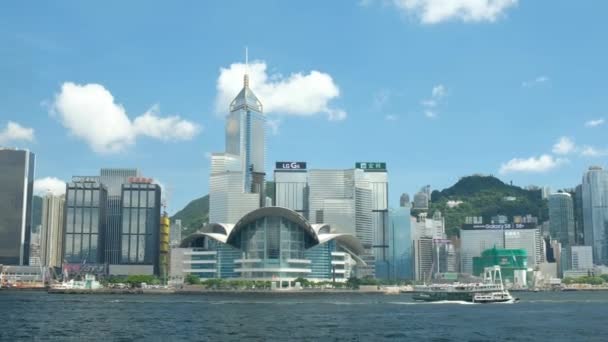 Hong Kong Julio 2017 Victoria Harbor Hong Kong Island Skyline — Vídeos de Stock