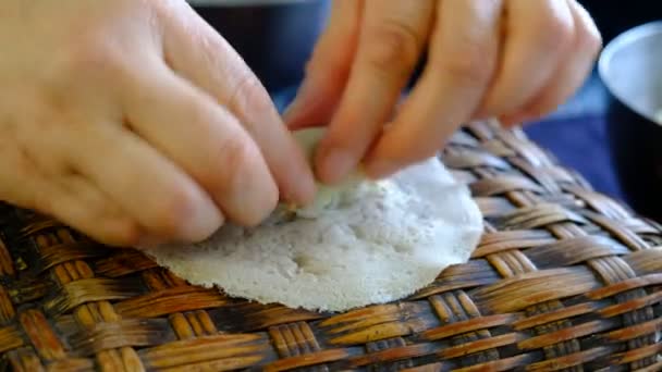 Haciendo Por Tradición Pastel Arroz Coreano Jeju — Vídeo de stock