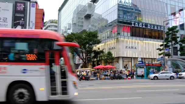 Seoul City Zuid Korea September 2017 Seoul Stad Aan Verkeerslichten — Stockvideo