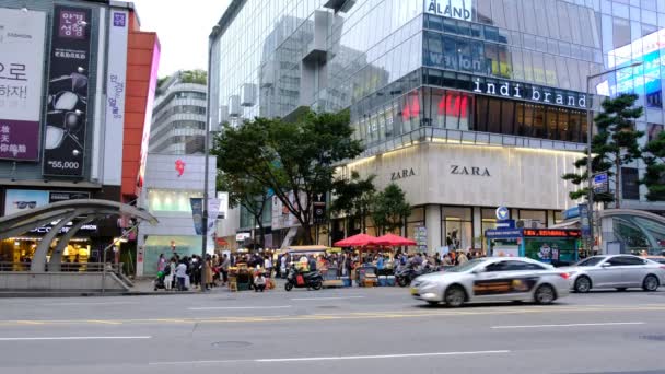 Seoul City Zuid Korea September 2017 Seoul Stad Aan Verkeerslichten — Stockvideo