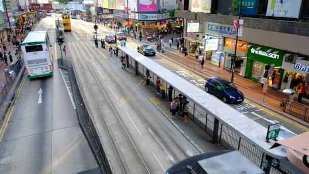 Hong Kong Ottobre 2017 Pedoni Autobus Traffico Hong Kong — Video Stock