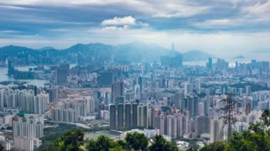Hong Kong cityscape manzarası görünümünden Kowloon tepe - zaman atlamalı