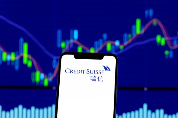 Hong Kong Kína 2018 December Credit Suisse Logó Látható Egy — Stock Fotó