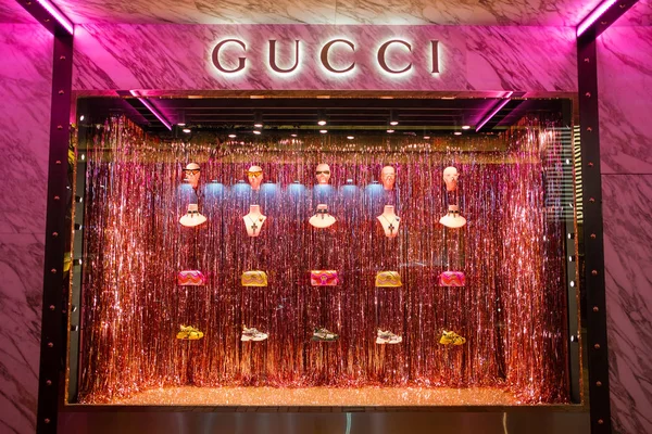 Hong Kong December 2018 Gucci Store Gucci Italian Fashion Leather — Stock Photo, Image