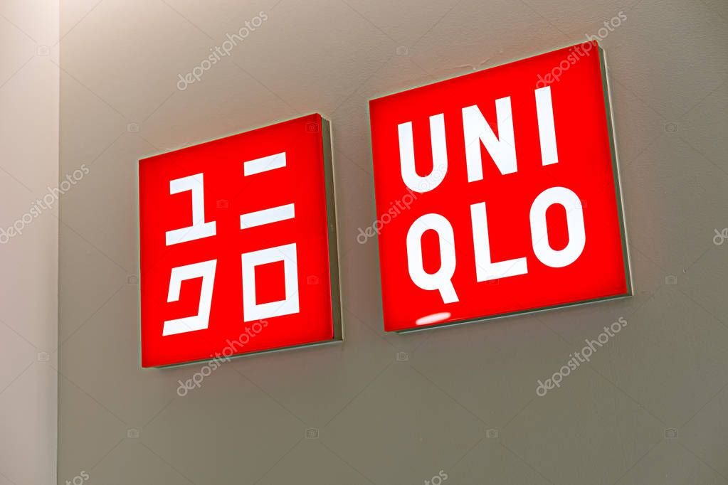 Hong Kong, China- December 24, 2018: entrance to Uniqlo store. Uniqlo is a successful global Japanese fast fashion retail brand.