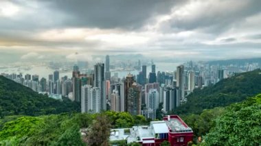 Hong Kong cityscape manzarası görünümünden Victoria Peak - timelapse