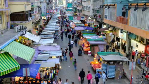 Гонконг Февраля 2019 Года Многие Уличные Торговцы Продают Товары Улице — стоковое видео