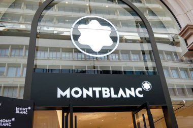 Montblanc marka logosu Tsim Sha Tsui, Hong Kong'da görüldü.