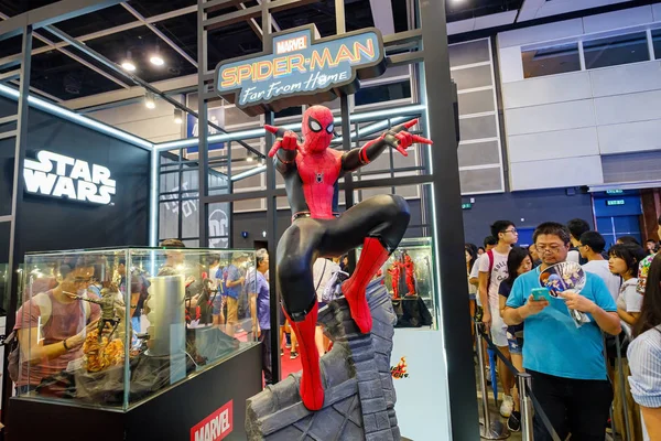 Hong Kong Július 2019 Marvel Film Háttérben Jelenik Meg Spider — Stock Fotó