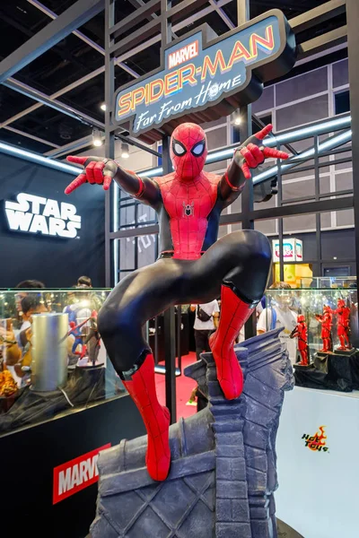 Hong Kong Július 2019 Marvel Film Háttérben Jelenik Meg Spider — Stock Fotó