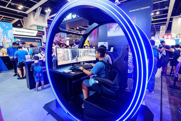 Hong Kong July 2019 Visitors Seen Playing Samsung Qled Gaming — Stock Photo, Image