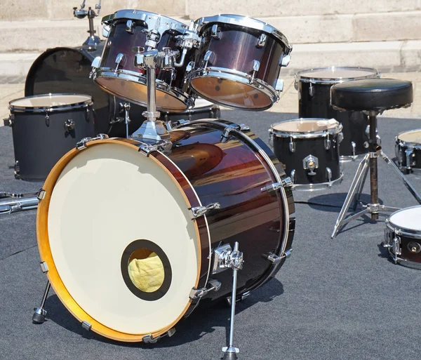 Drum set outdoor at a music festival