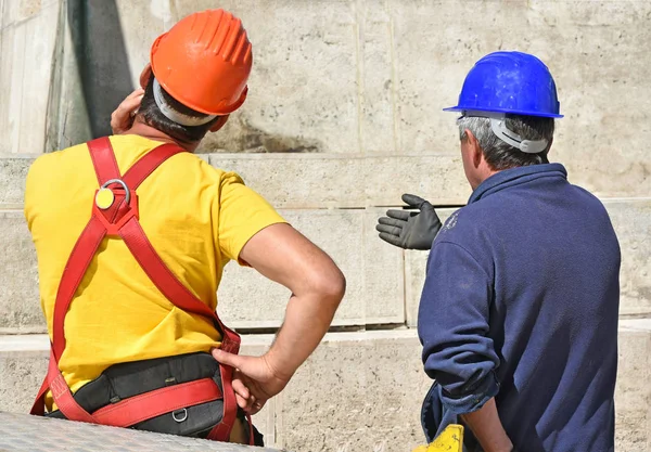 Construction workers at work outdoor