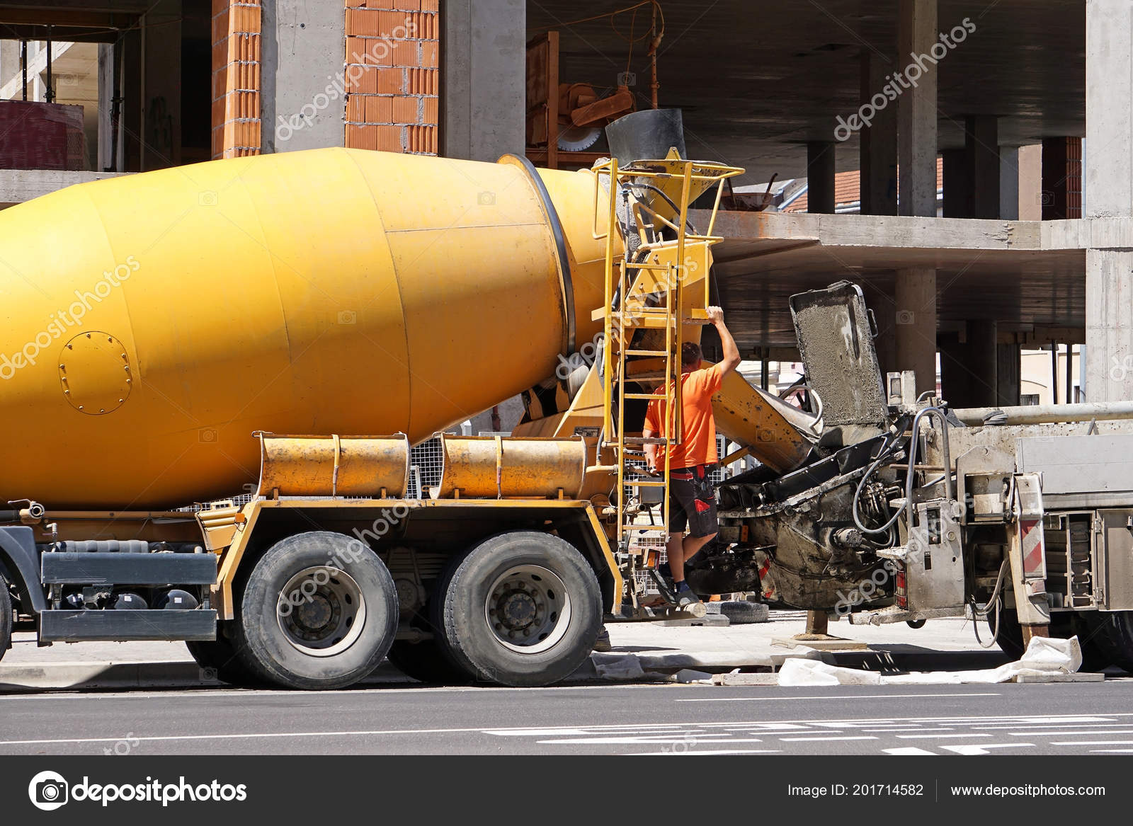 Cement Mixer Truck Construction Site — Stock Photo © majorosl66 #201714582