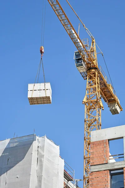 Tower Crane Works Construction Site — Stock Photo, Image