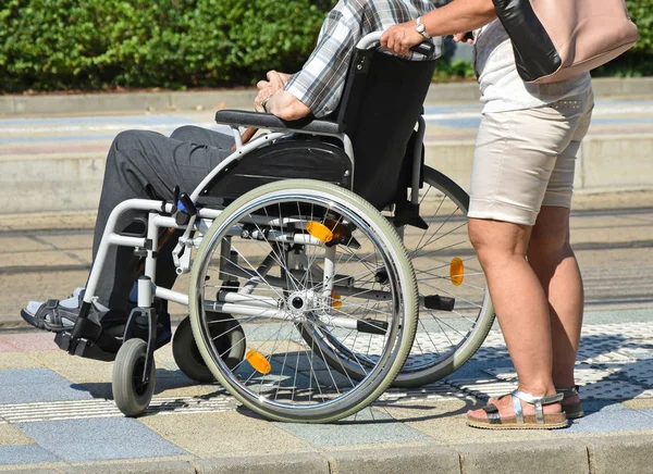 Old Man Wheelchair Woman — Stock Photo, Image