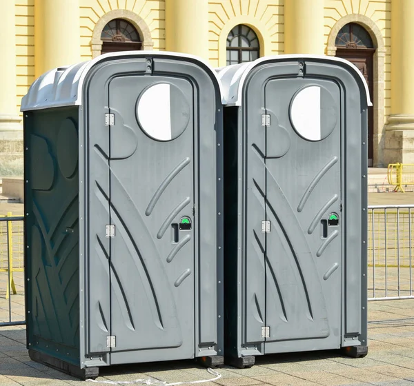 Portable Toilets Street Summer Stock Image