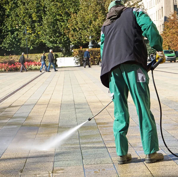 Ulicy Sprzątaczka Pracy — Zdjęcie stockowe