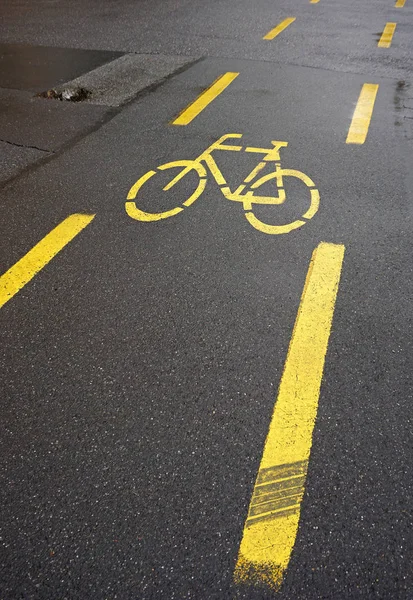 Panneau Route Cyclable Dans Ville — Photo