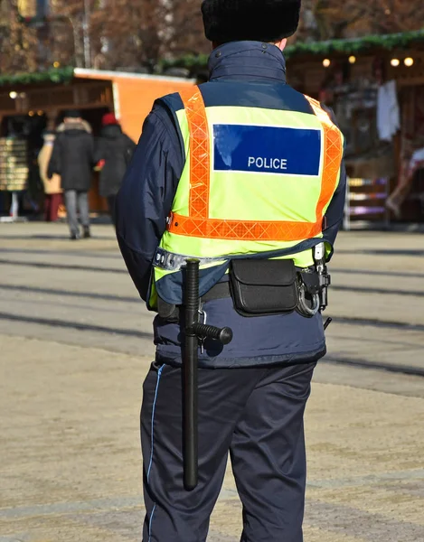 Police Officer Patrol Street — Stock Photo, Image