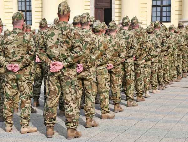 Soldaten stehen in einer Reihe — Stockfoto