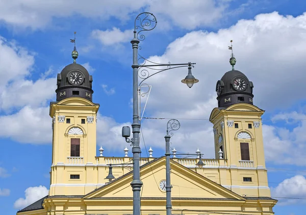 Towers of the Great Church in Debrecen city, Hungary — Stock Photo, Image