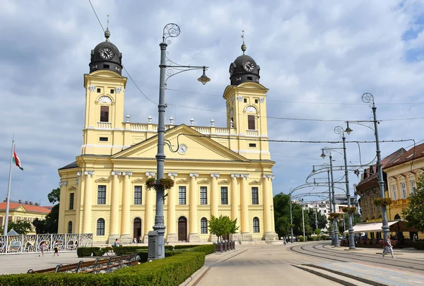 A Grande Igreja na cidade de Debrecen, Hungria — Fotografia de Stock