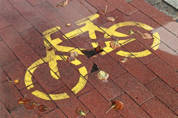 Señal de la carretera bici en la ciudad — Foto de Stock