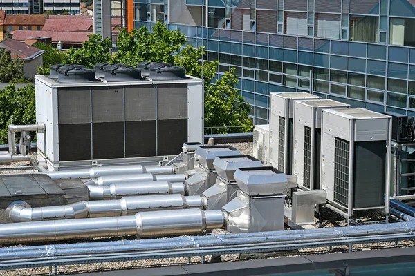 Industrial Air Conditioners Top Office Building Royalty Free Stock Images