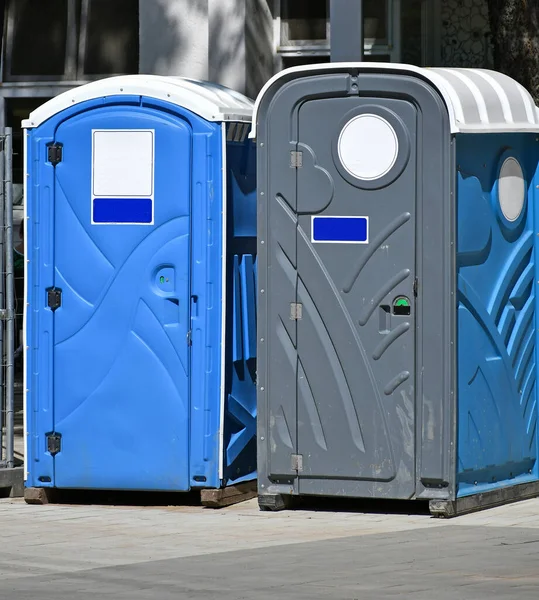 Portable Toilets Construction Site Stock Picture