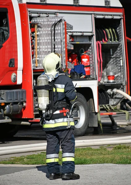 Bombero Escena Incendio — Foto de Stock