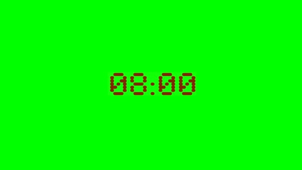 Countdown Seconds Explosion Red Timer Isolated Green Background Animation Chrome — Stock Video