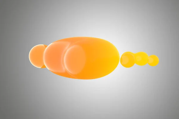 Abstraktní Deformovaná Bublina Postava Šedém Gradientu Pozadí Metabolické Oranžovo Žluté — Stock fotografie