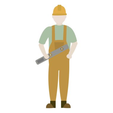 Kaskın içinde düz vektör karakter oluşturucu. Meslek geliştirici. Beyaz arkaplanda izole et.