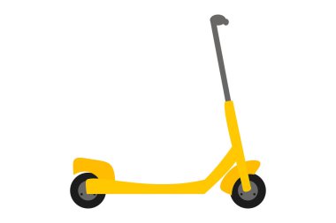 Beyaz arka planda izole edilmiş sarı elektrikli scooter 'ın düz vektör çizimi. Kentsel eko taşımacılığı.