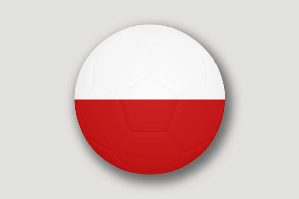Futbol topunda Polonya bayrağı. 3d illüstrasyon beyaz arkaplanda izole edildi.
